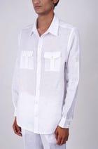 Santorini White Linen shirt view 1