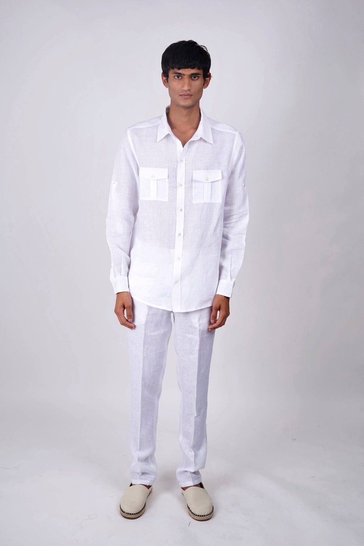 Santorini White Linen shirt - image 2