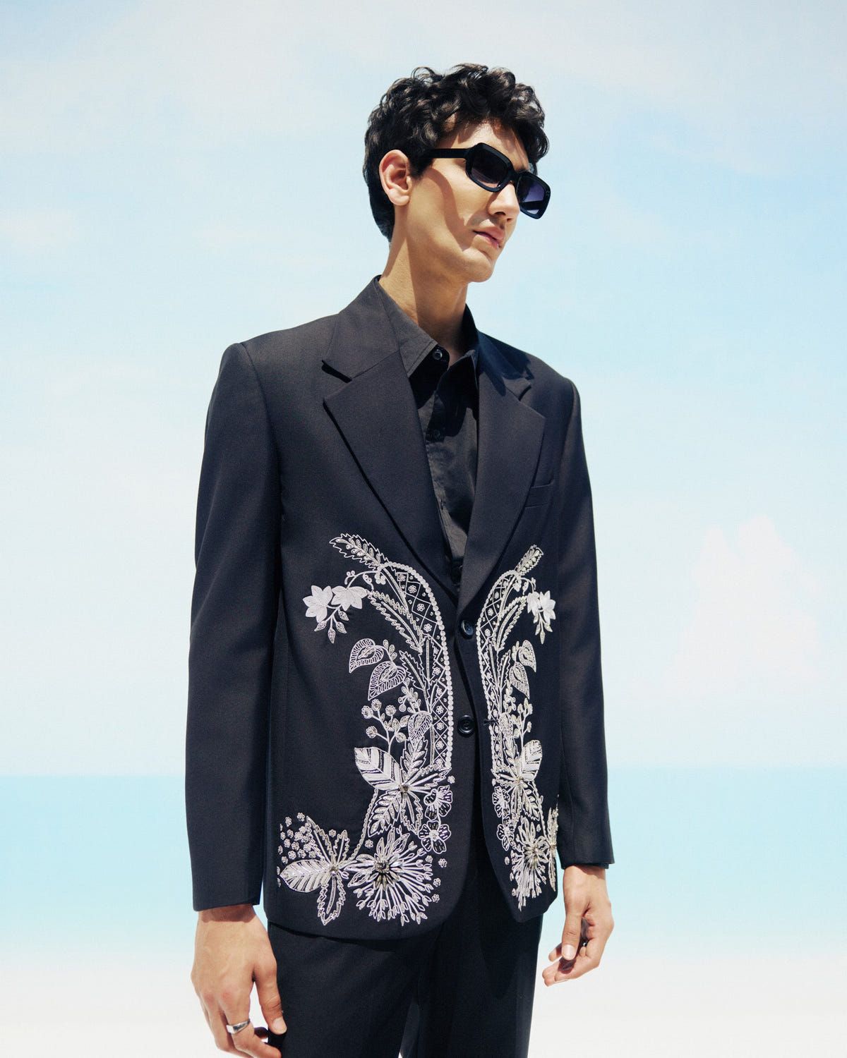 Midnight Bloom hand embroidered Blazer - image 1