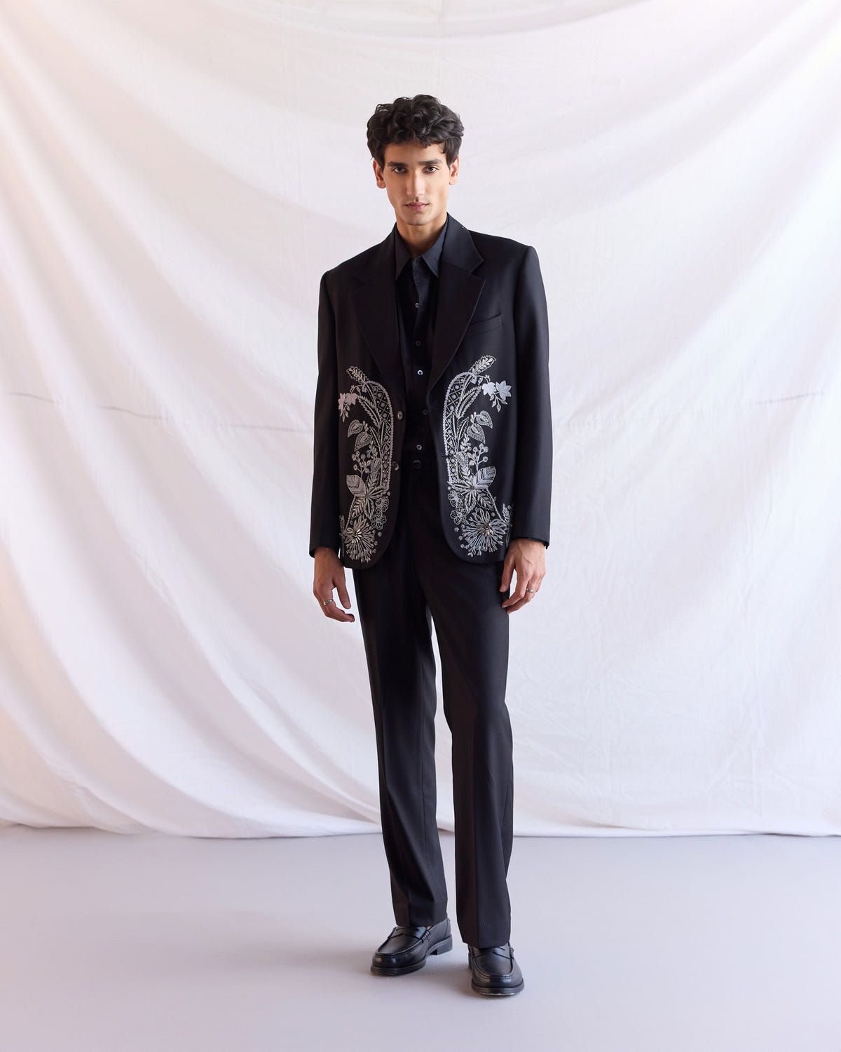 Midnight Bloom hand embroidered Blazer - image 2