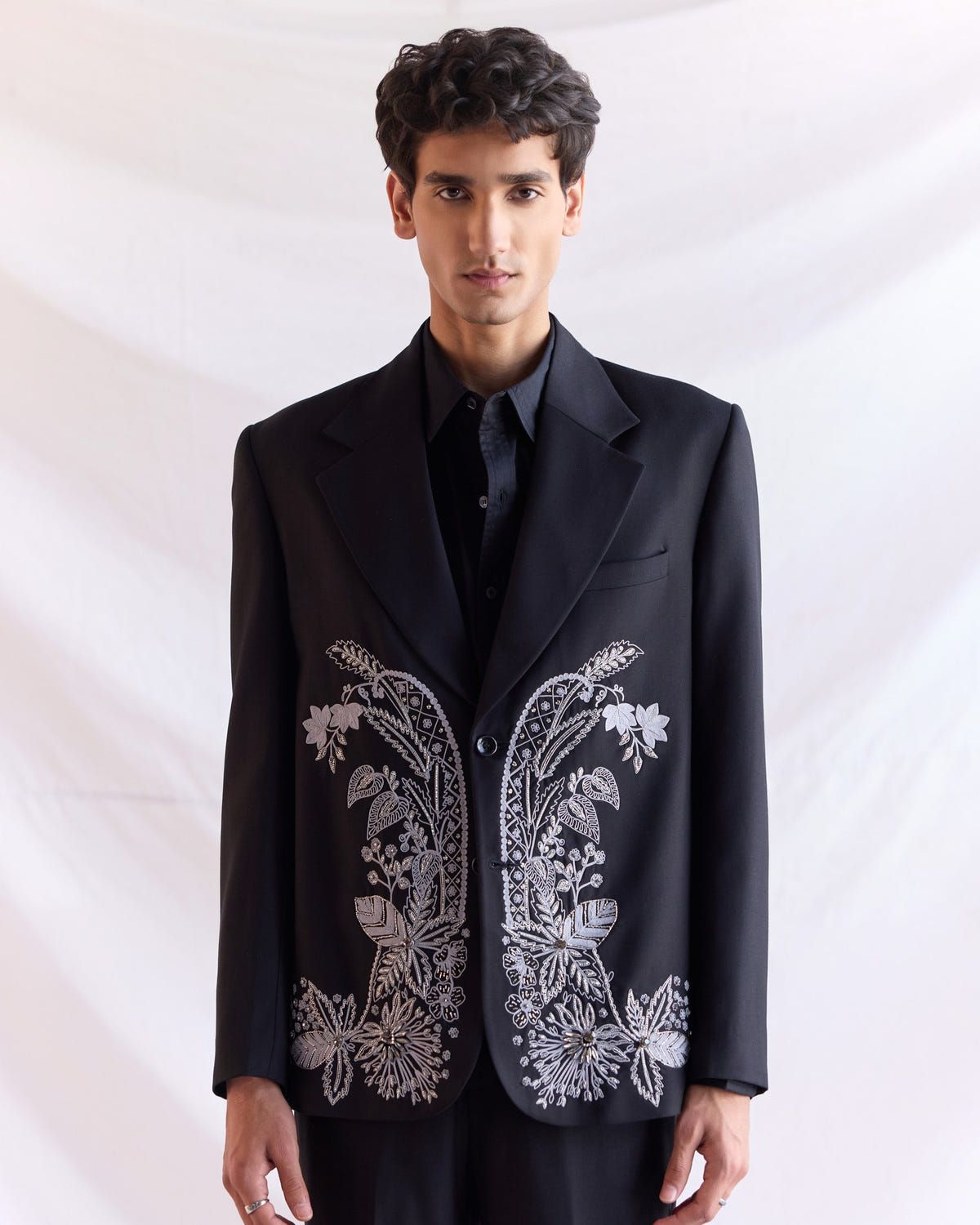 Midnight Bloom hand embroidered Blazer - image 3