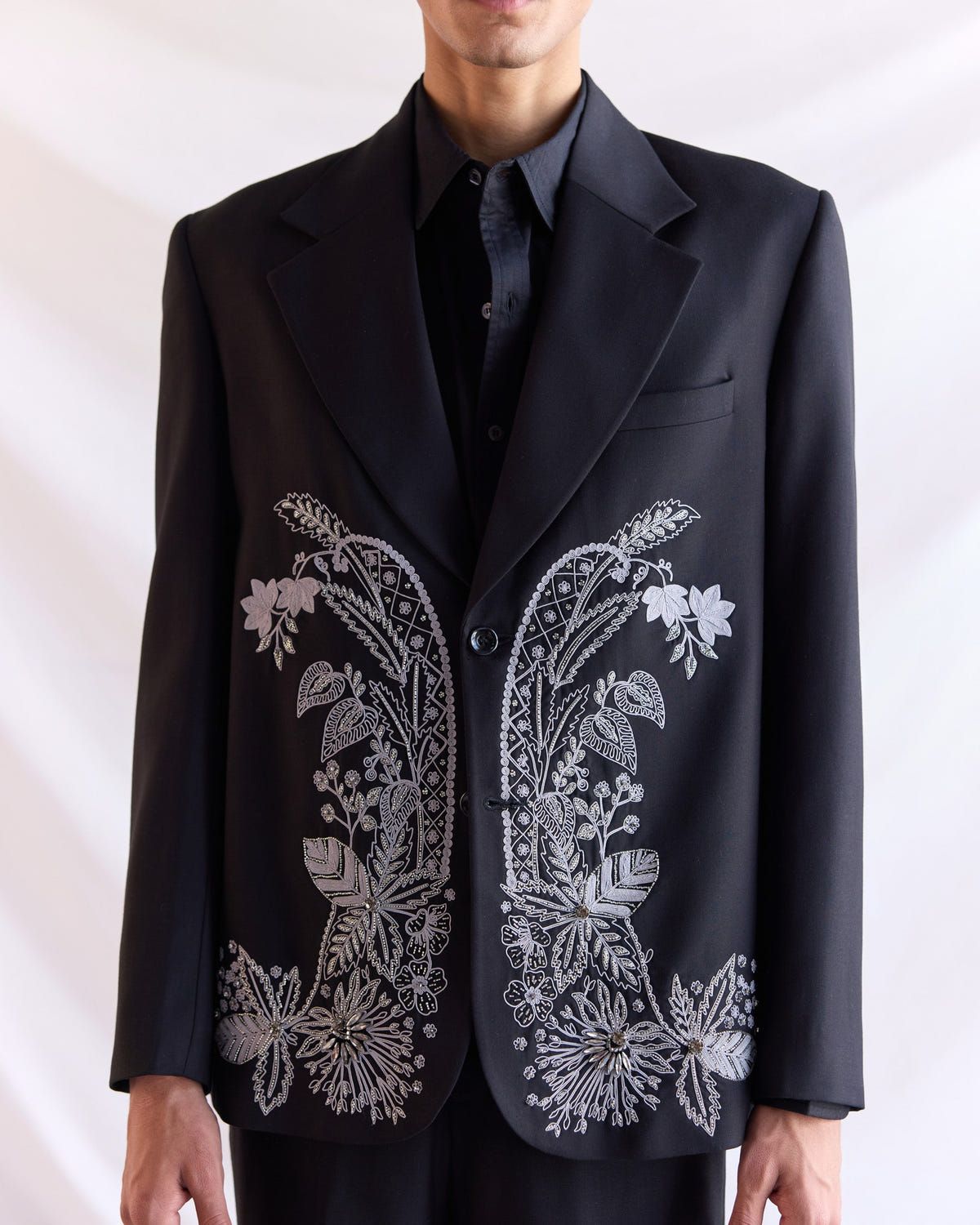 Midnight Bloom hand embroidered Blazer - image 4