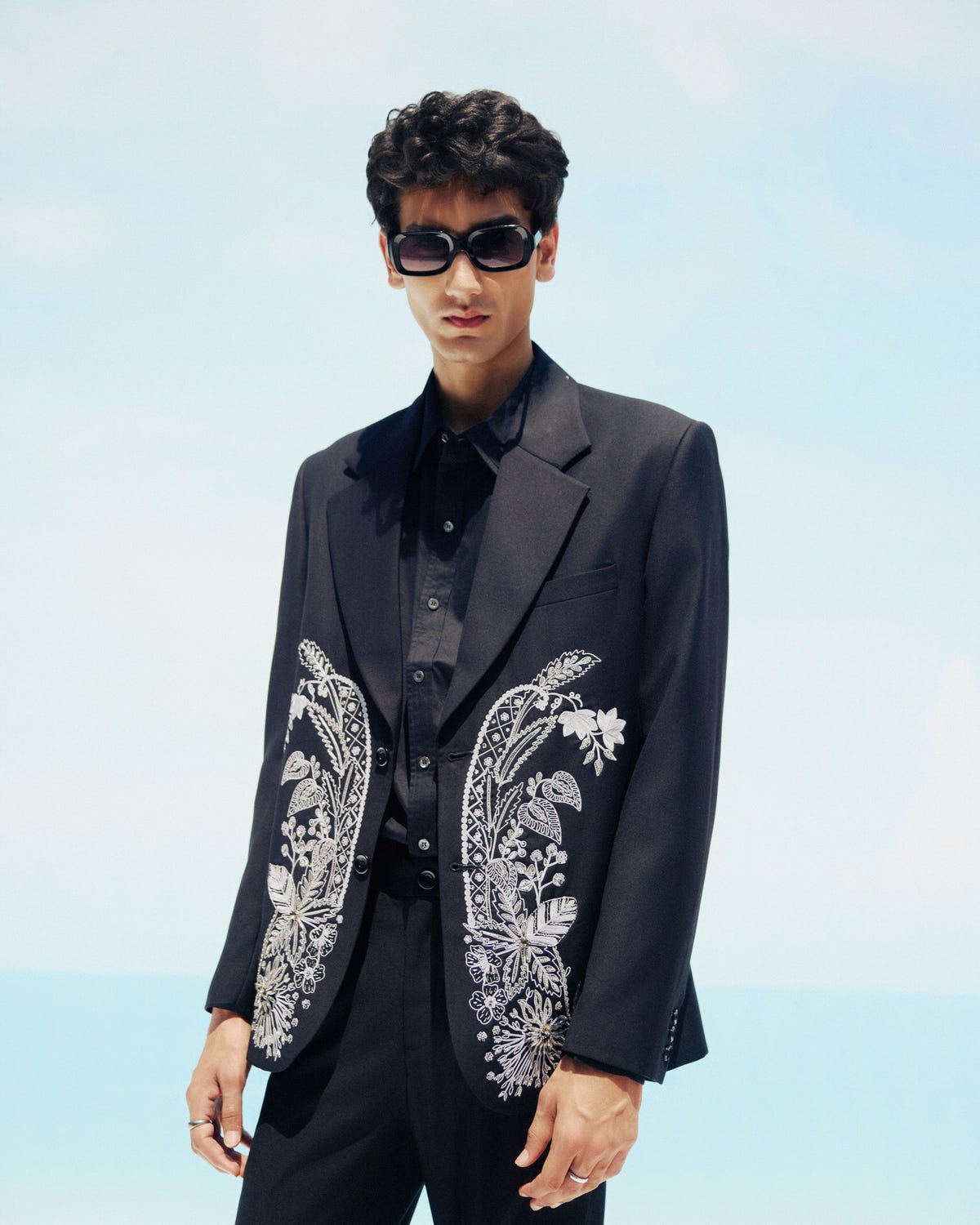 Midnight Bloom hand embroidered Blazer - image 8