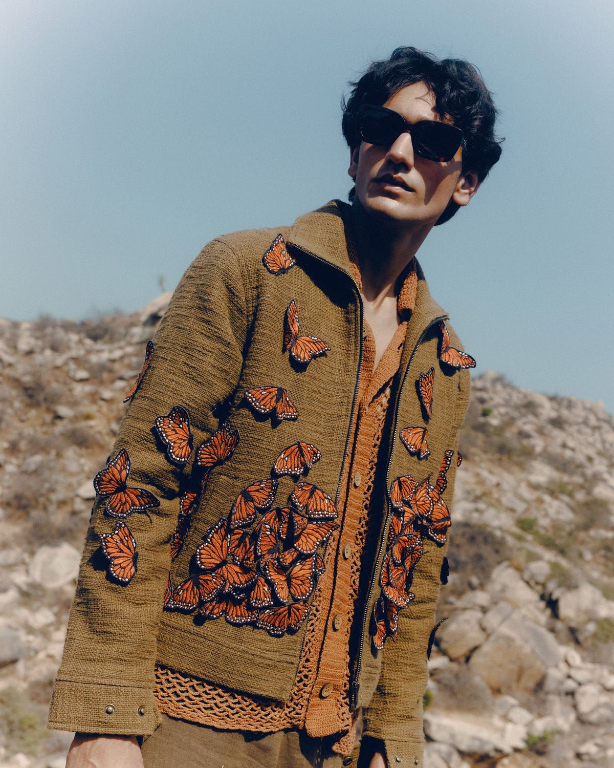 "Le artist" hand embroidered zip up jacket - image 3