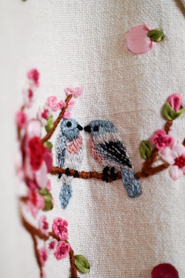 Perte D'ego — "Cherry blossoms" hand embroidered resort blazer