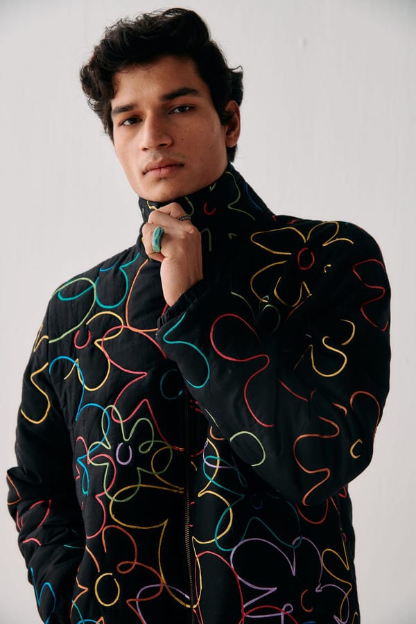 Perte D'ego — Floral embroidered quilted jacket