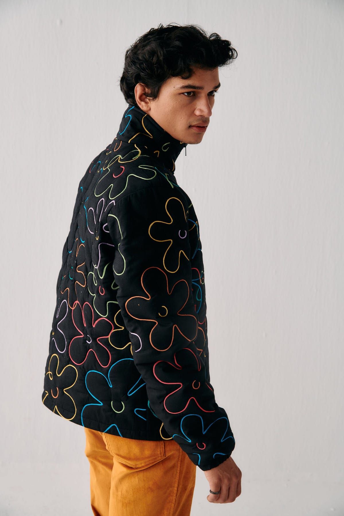 Floral embroidered quilted jacket - image 3