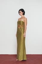 Olive Lace Maxi Skirt view 3