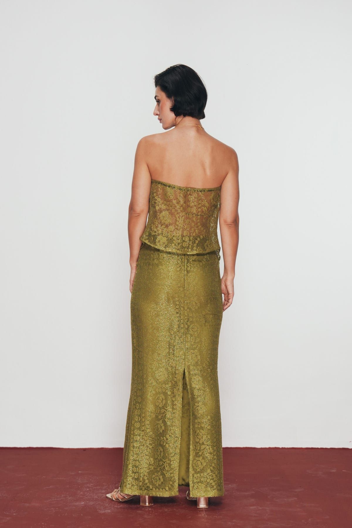 Olive Lace Maxi Skirt - image 5