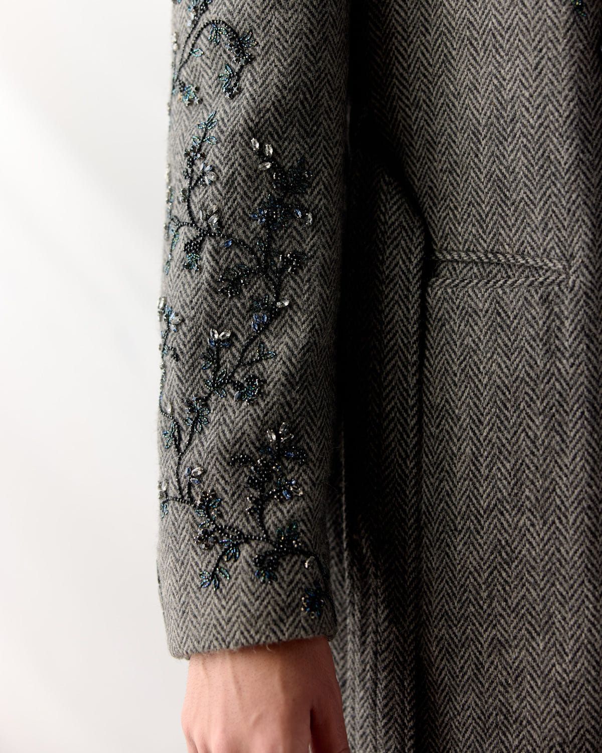 Midnight Vine Embroidered Wool Overcoat - image 3
