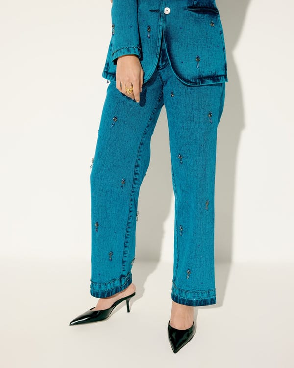 Perte D'ego — Aqua Denim embellished Jeans