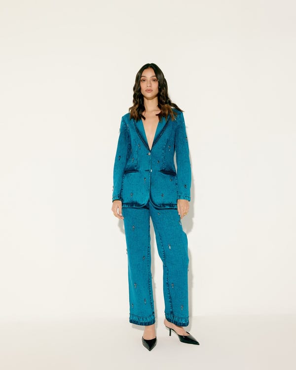 Perte D'ego — Aqua Denim embellished Jeans