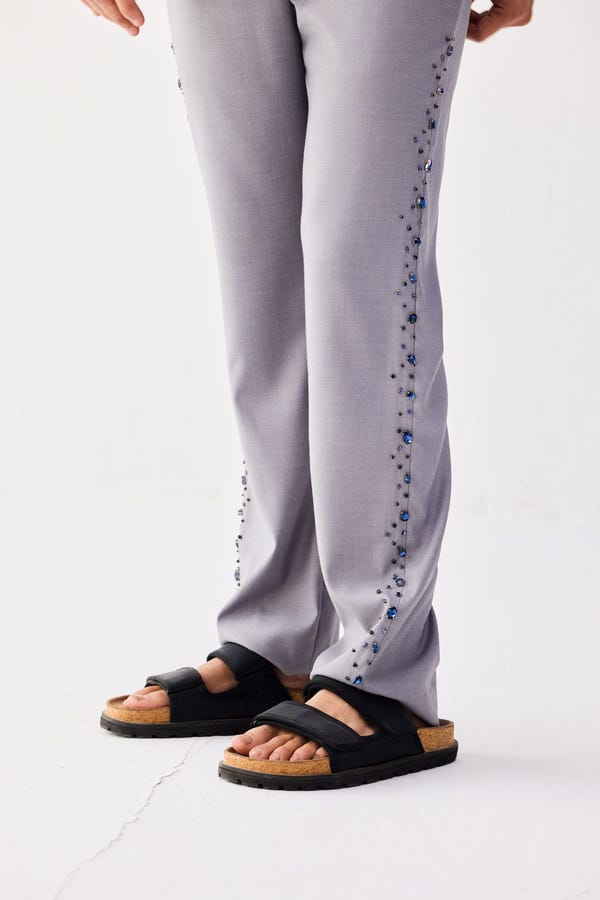 Perte D'ego — Blue stonework embroidered formal pants