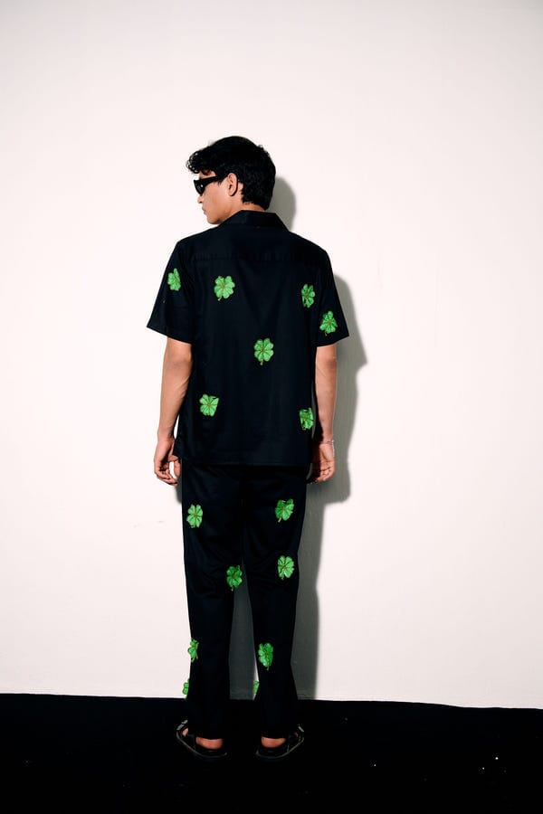 Perte D'ego — "Good luck" appliqué pants
