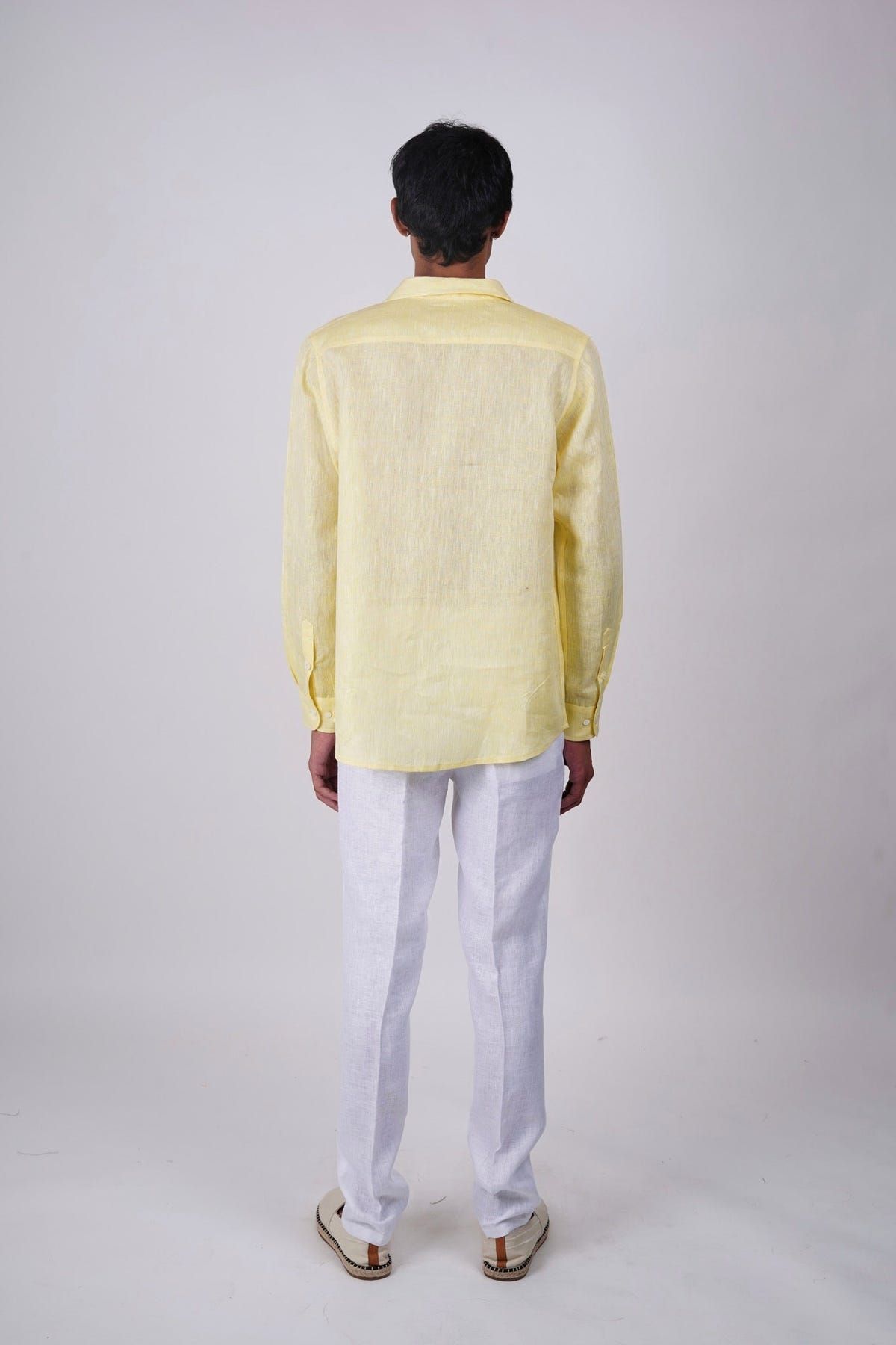Lemon yellow Linen shirt - image 3