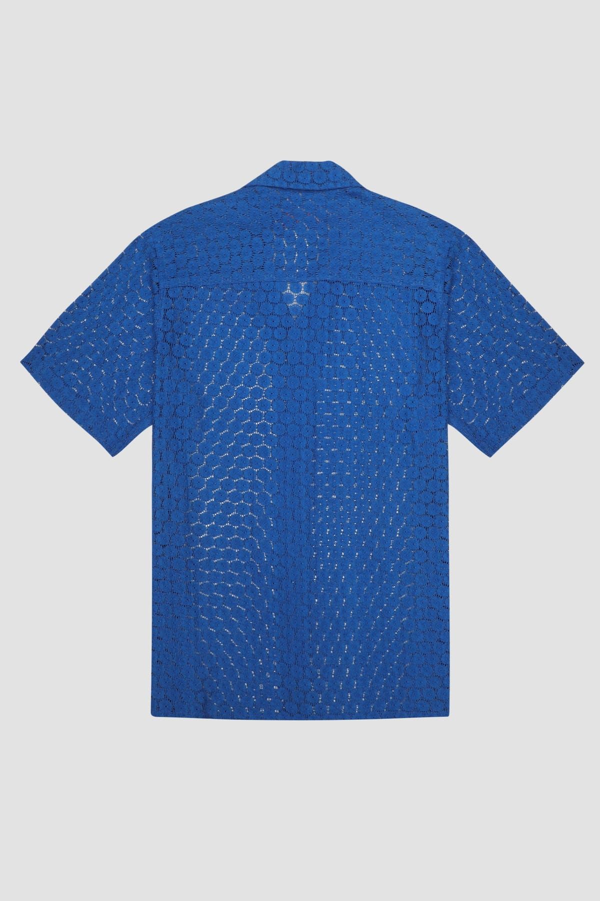Floral lace shirt half sleeves- Deep sea blue - image 2