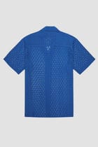 Floral lace shirt half sleeves- Deep sea blue view 2