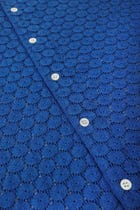 Floral lace shirt half sleeves- Deep sea blue view 3