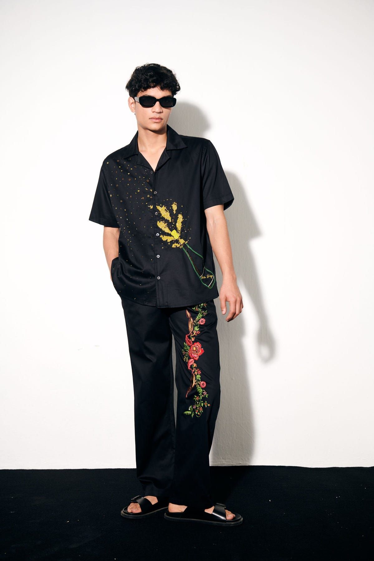 Rose embroidered lounge pants - image 1