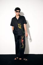 Rose embroidered lounge pants view 1