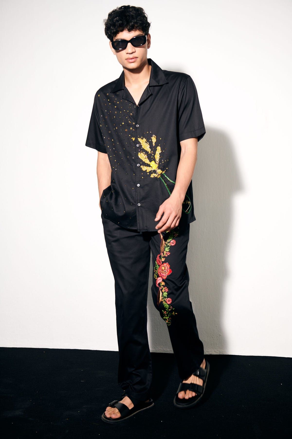 Rose embroidered lounge pants - image 2