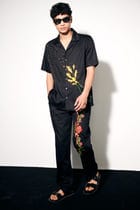 Rose embroidered lounge pants view 2