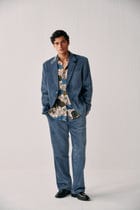 Vintage velvet blazer- Ice Blue view 1