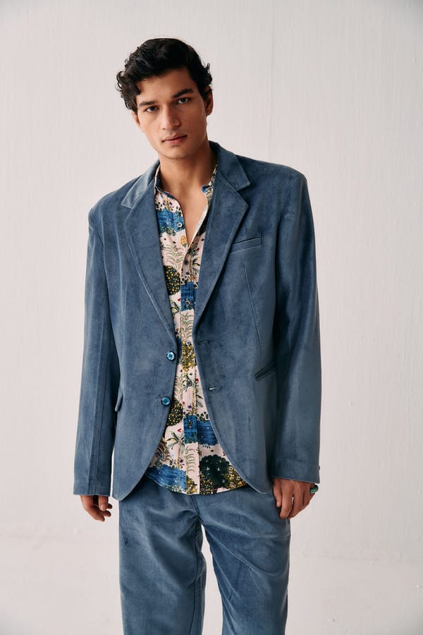 Perte D'ego — Vintage velvet blazer- Ice Blue