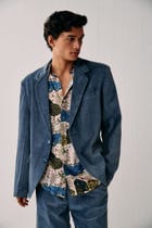 Vintage velvet blazer- Ice Blue view 5