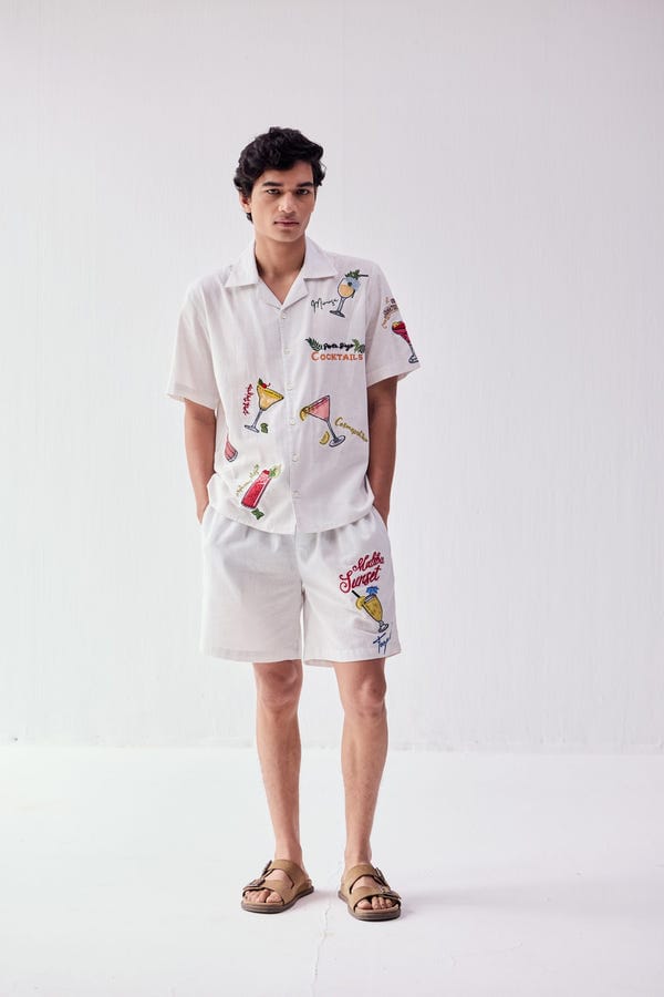 Perte D'ego — “Malibu sunsets” hand embroidered shorts
