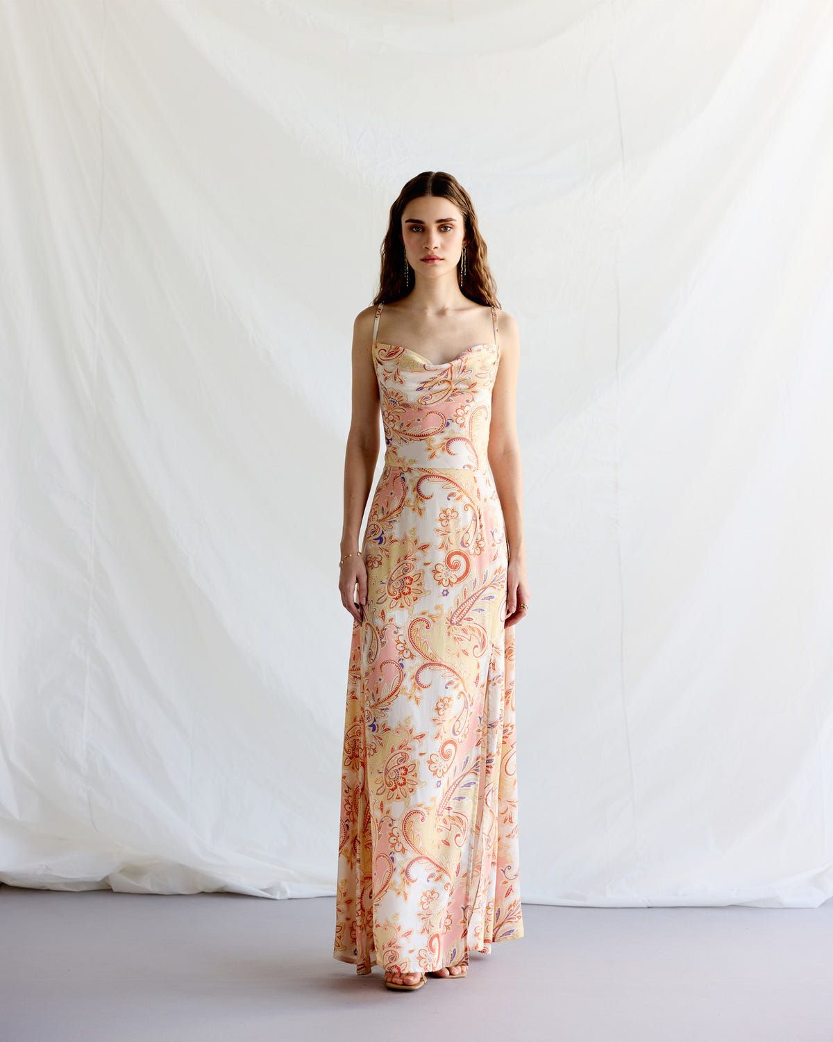 Royal paisley Pleated Cowl Aline Dress - image 2