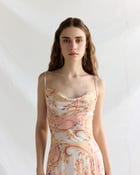 Royal paisley Pleated Cowl Aline Dress view 3