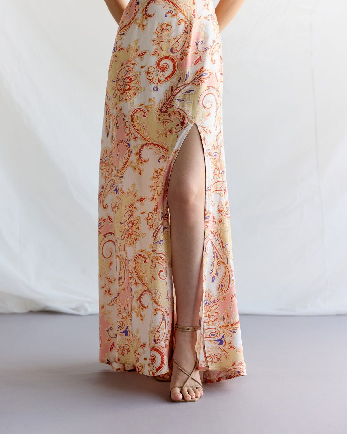 Royal paisley Pleated Cowl Aline Dress - image 4