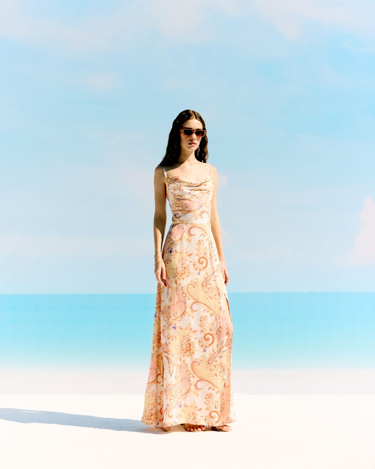 Royal paisley Pleated Cowl Aline Dress - image 5