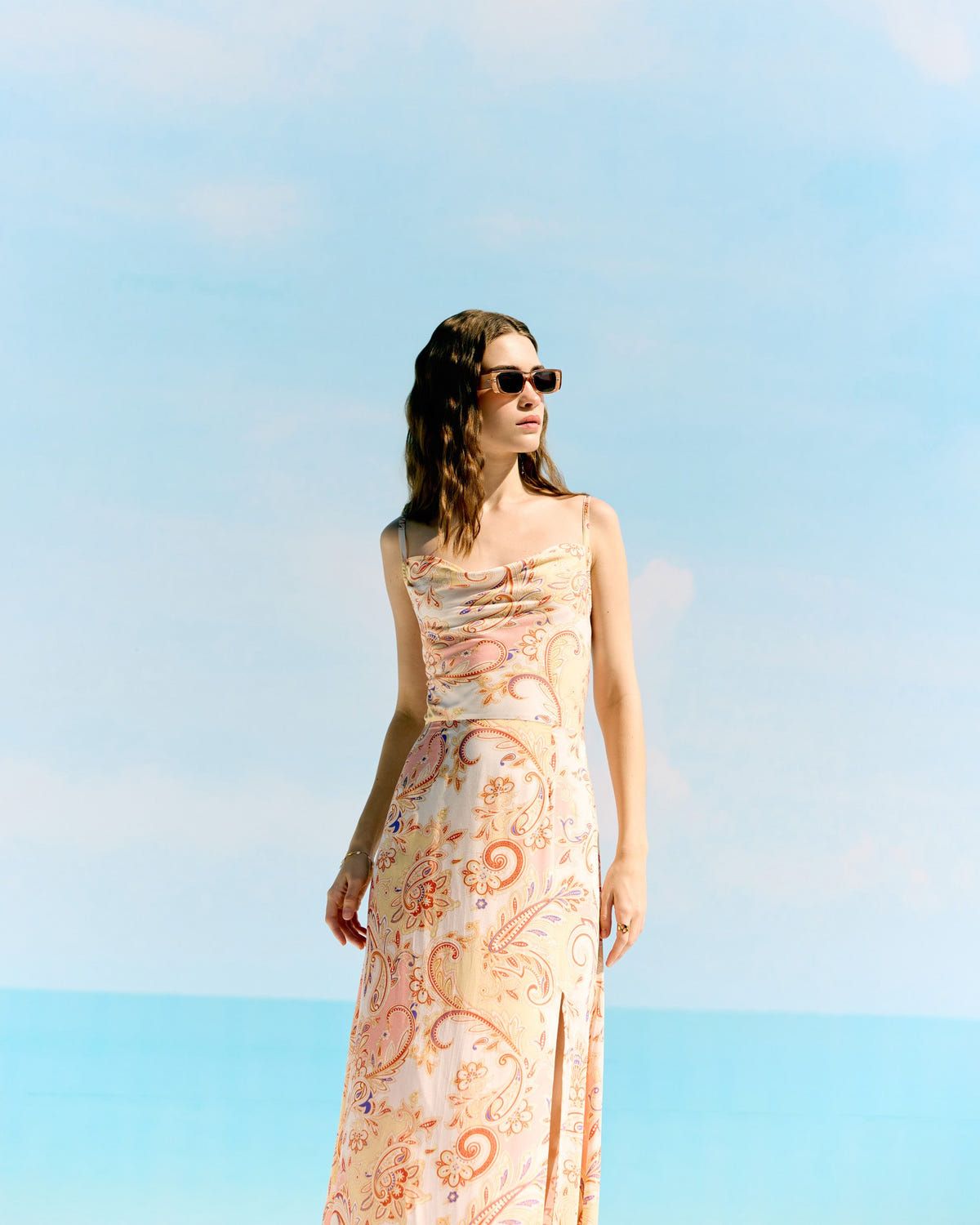 Royal paisley Pleated Cowl Aline Dress - image 6