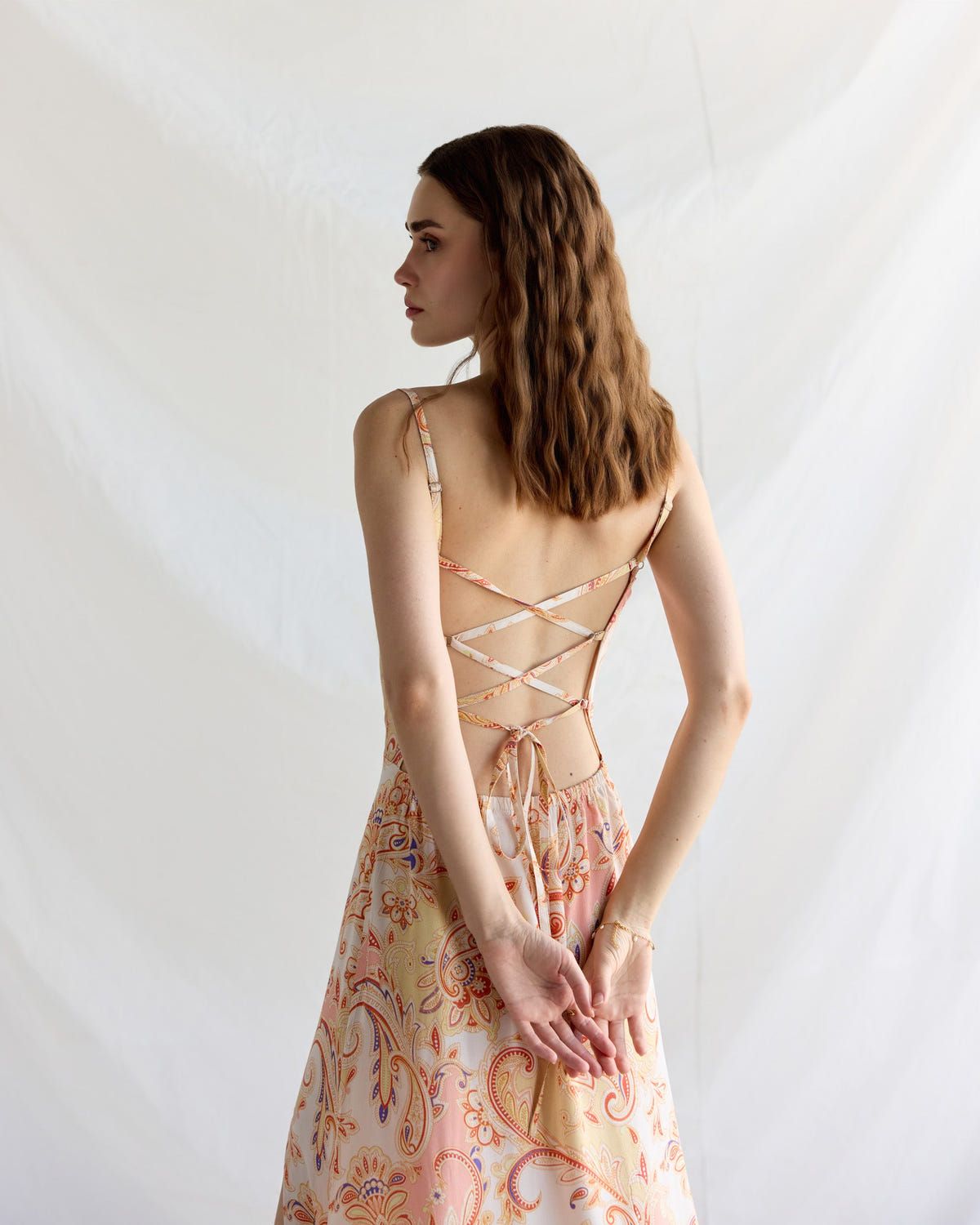 Royal paisley Pleated Cowl Aline Dress - image 7