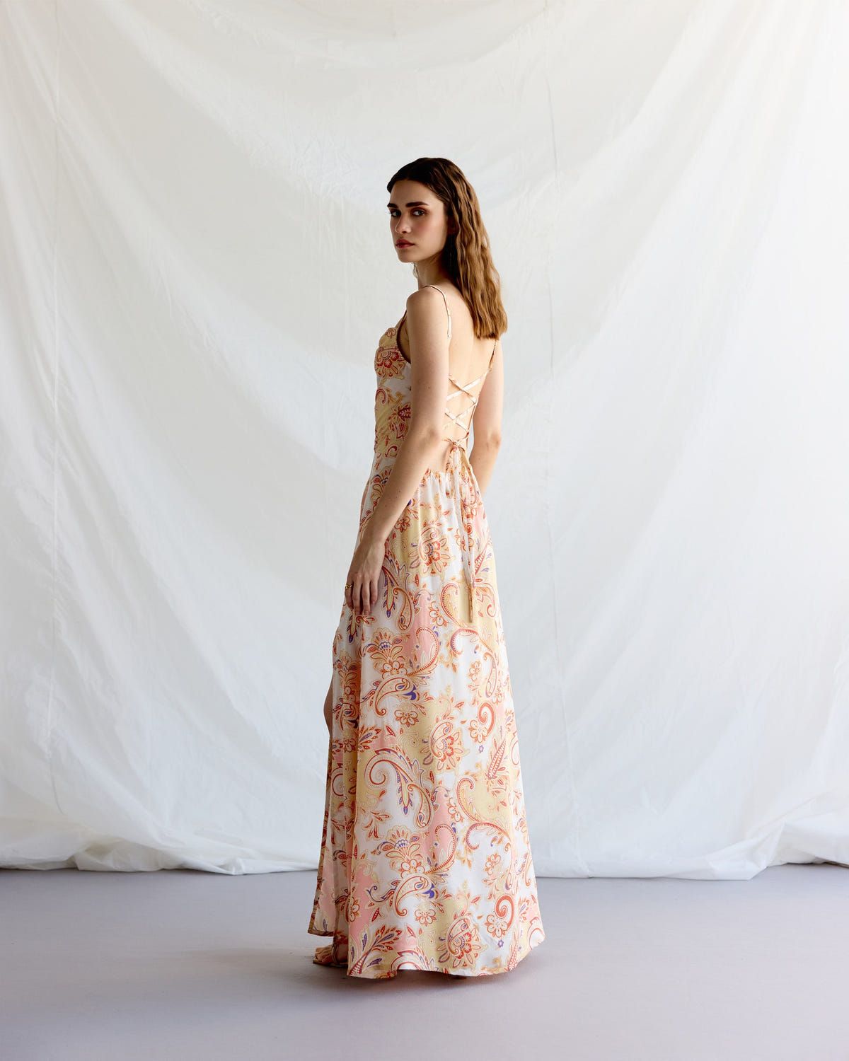 Royal paisley Pleated Cowl Aline Dress - image 8
