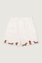 "Dachshund Dash" hand embroidered shorts view 1