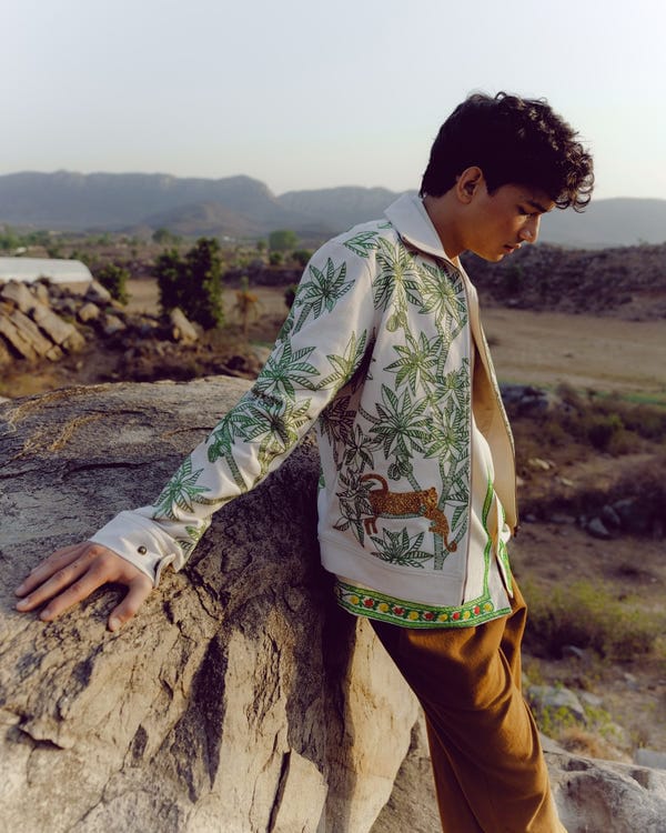 Perte D'ego — "Le leopard" hand embroidered zip up jacket