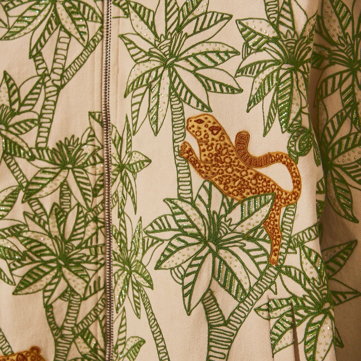 "Le leopard" hand embroidered zip up jacket - image 6