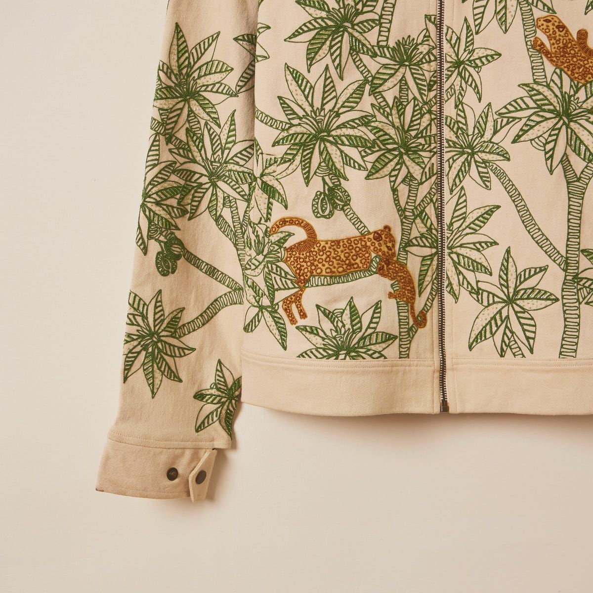 "Le leopard" hand embroidered zip up jacket - image 7