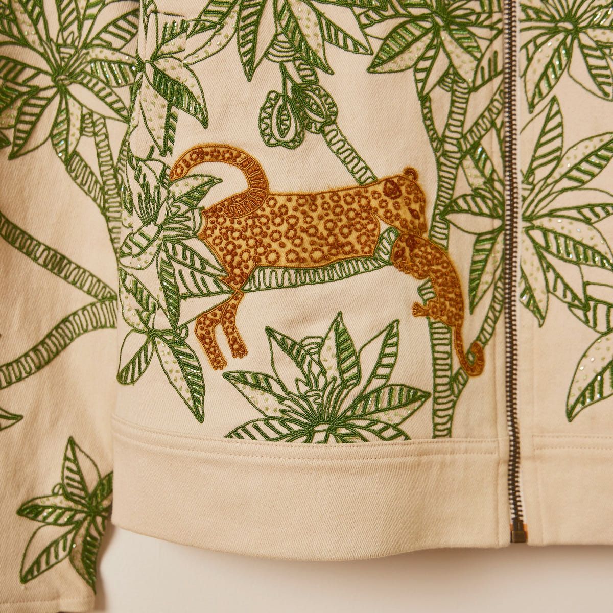 "Le leopard" hand embroidered zip up jacket - image 8