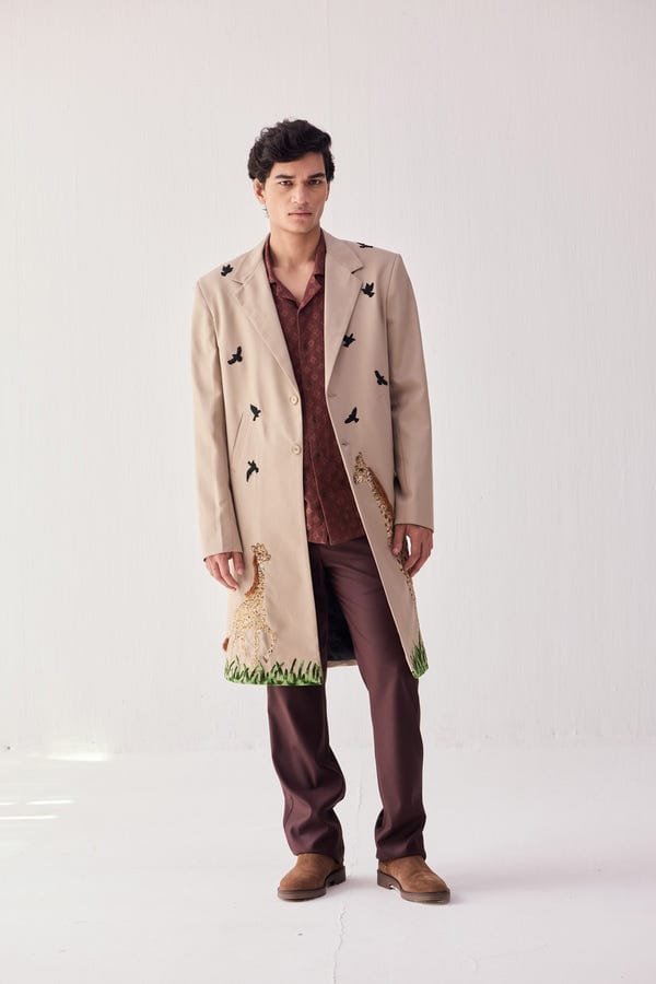 Perte D'ego — "Le Serengeti" hand embroidered overcoat