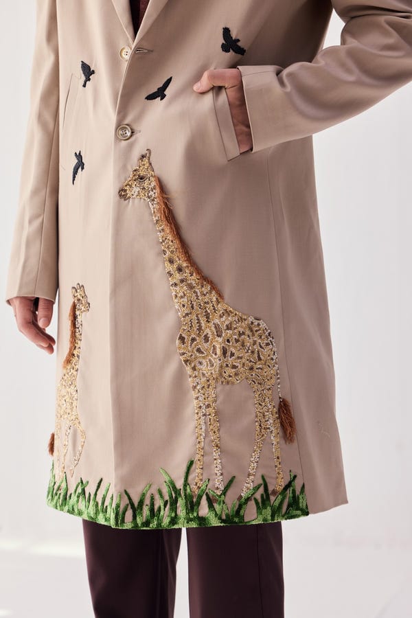 Perte D'ego — "Le Serengeti" hand embroidered overcoat