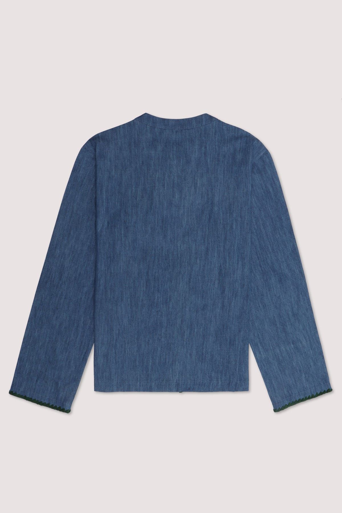 Floral Embroidered denim resort shirt - image 4