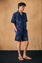 Geometrical mirror work hand embroidered shorts view 2