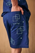 Geometrical mirror work hand embroidered shorts view 3