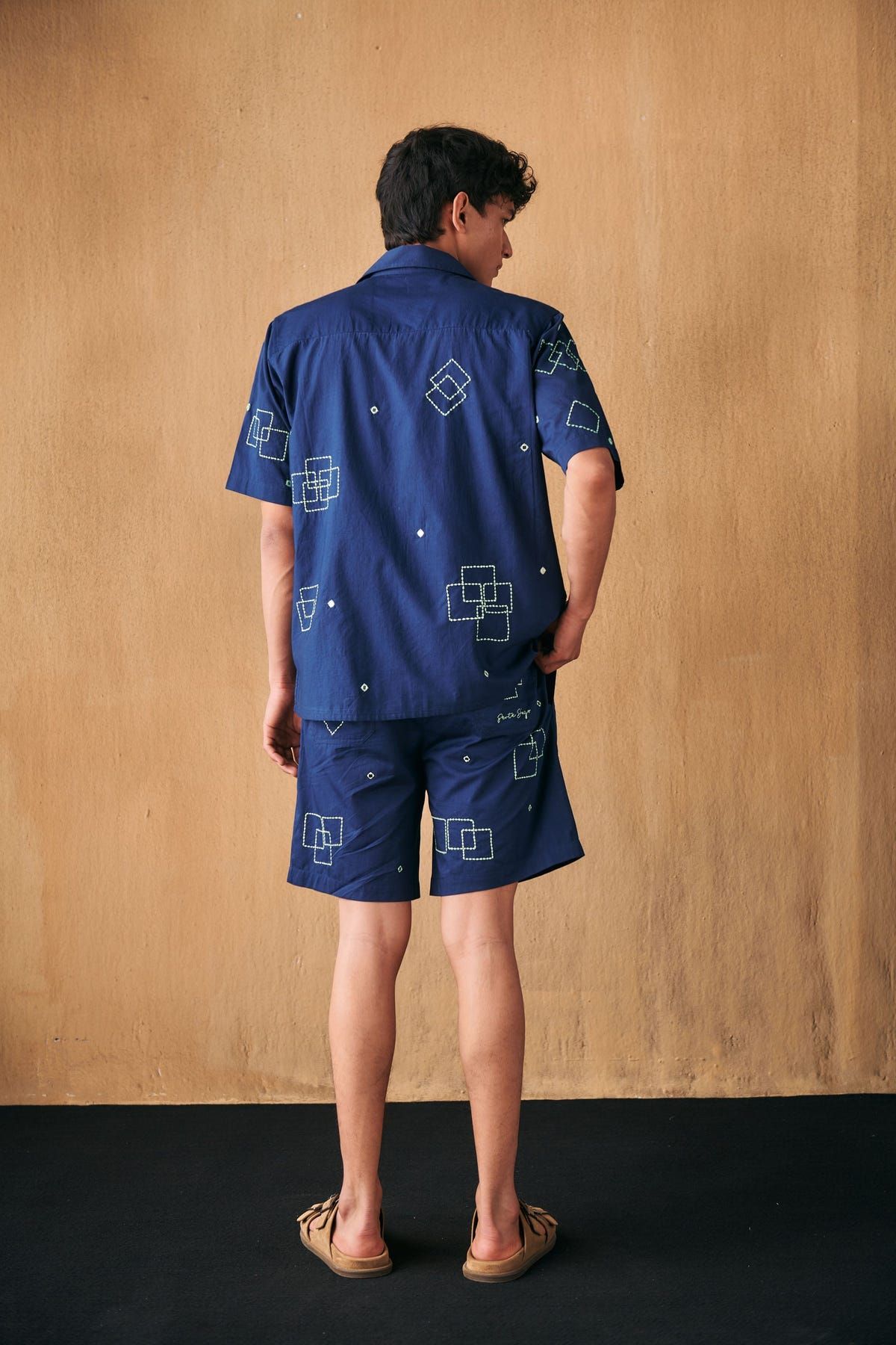 Geometrical mirror work hand embroidered shorts - image 4