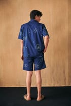 Geometrical mirror work hand embroidered shorts view 4
