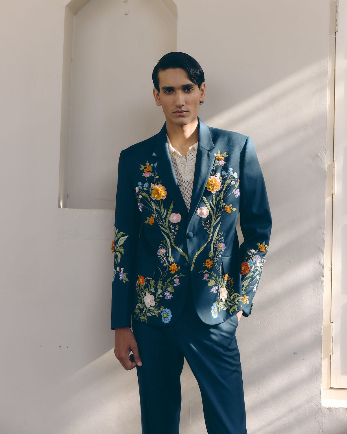 "Le jardin" Hand Embroidered Casual Wedding Blazer - image 1